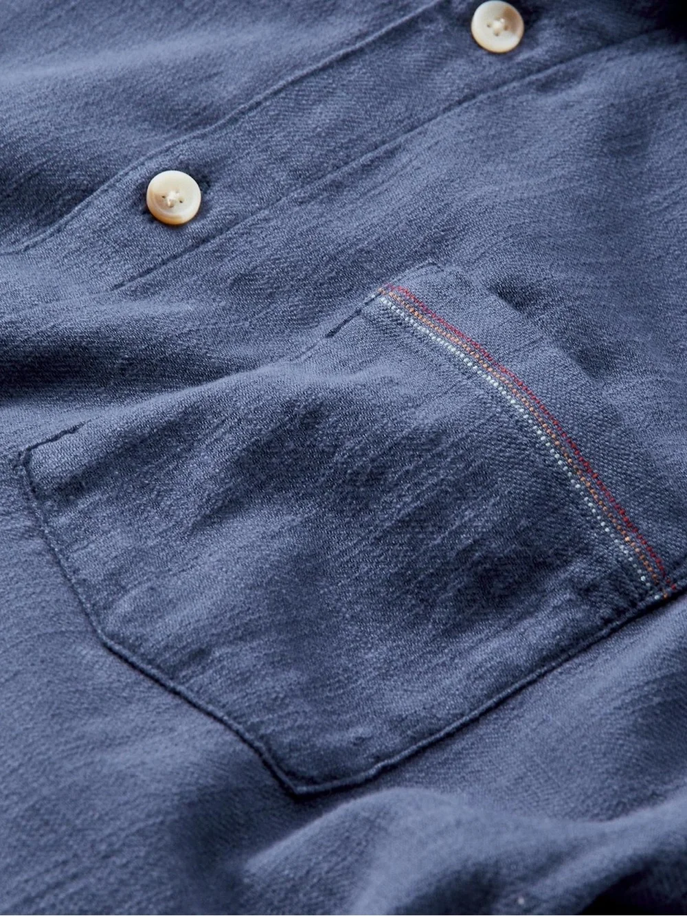 Marine Layer Classic Stretch Selvage Short Sleeve Shirt / Indigo - Picture 8 of 14